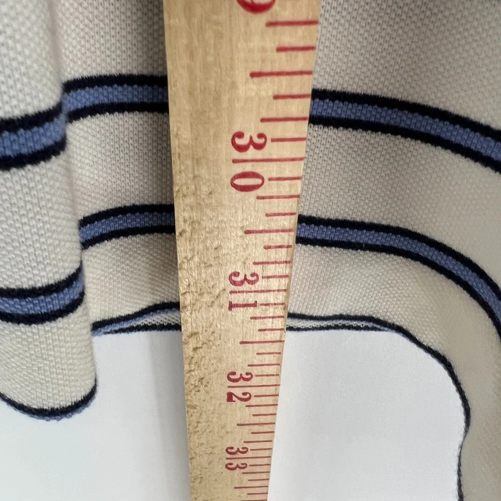 Polo Ralph Lauren Golf Polo Shirt Size XL White Blue‎ Striped Pique Pima Cotton